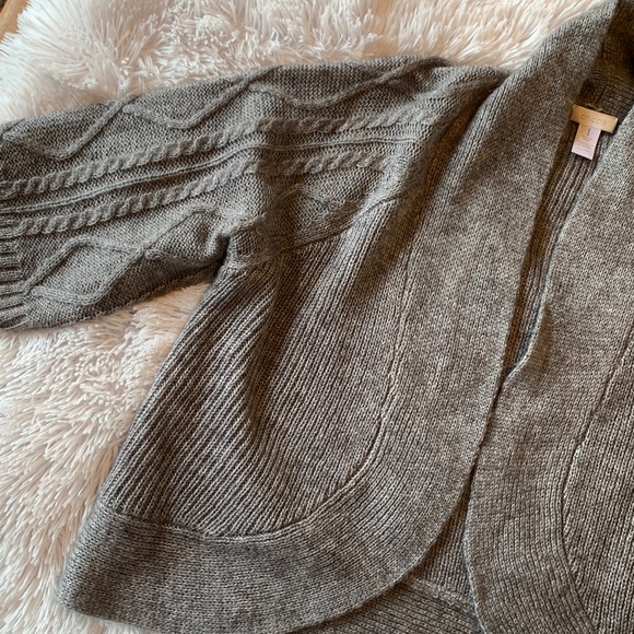 Chico's Gray Wool Blend Open Cardigan Soft Cable Knit Sweater - Picture 4 of 16